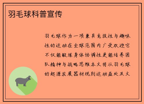 羽毛球科普宣传